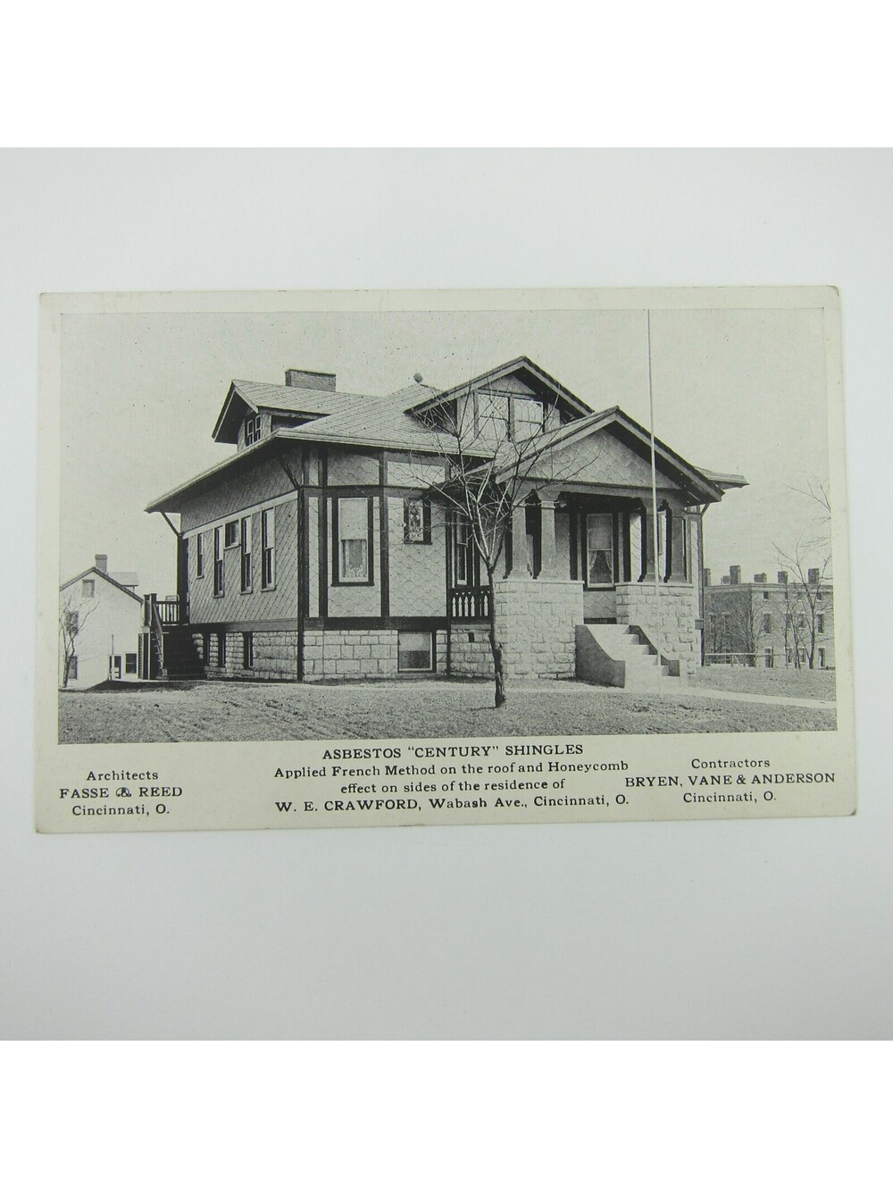 Postcard Asbestos Century Shingles Cincinnati Ohio House Advertise Antique 1910s